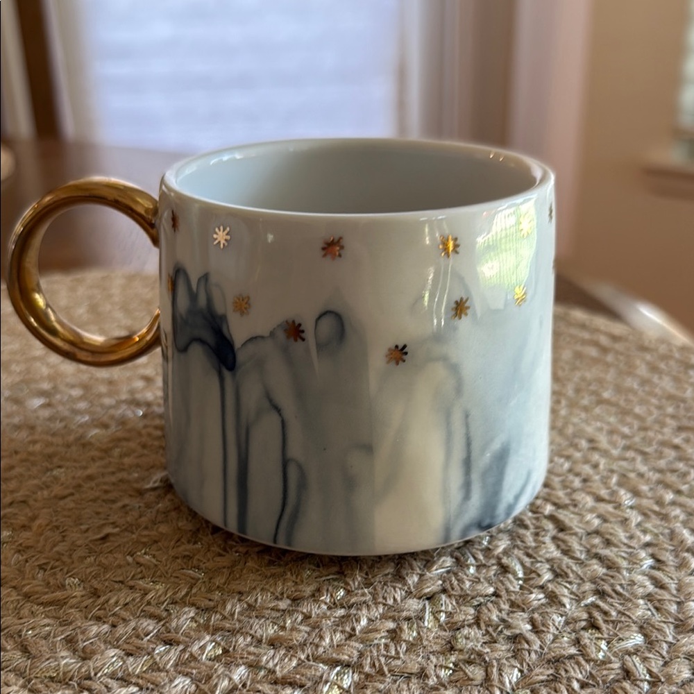 Anthropologie White and Gold Mug for Dining